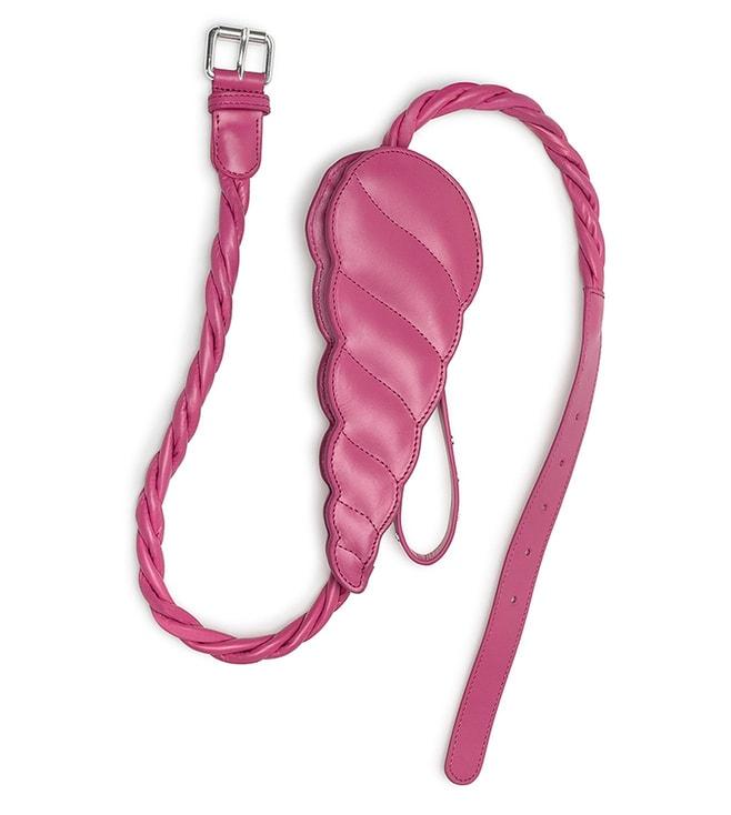 TIGER MARRON Pink FISH Candy Horn Shell Textured Small Belt Bag