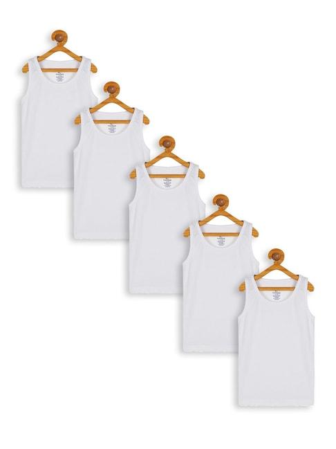 Kiddopanti Kids White Solid Vest (Pack Of 5)