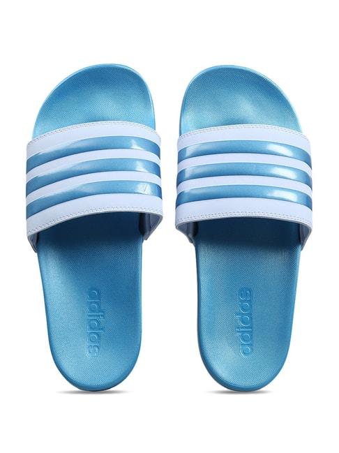 adidas-women's-adilette-comfort-blue-slides