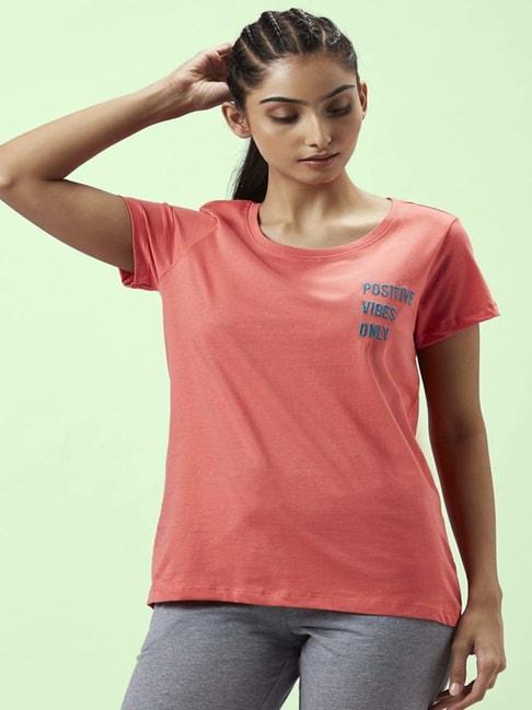 Ajile by Pantaloons Coral Cotton Graphic Print Sport T-Shirt