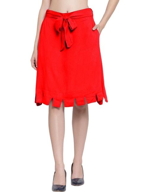PATRORNA Red Midi Skirt