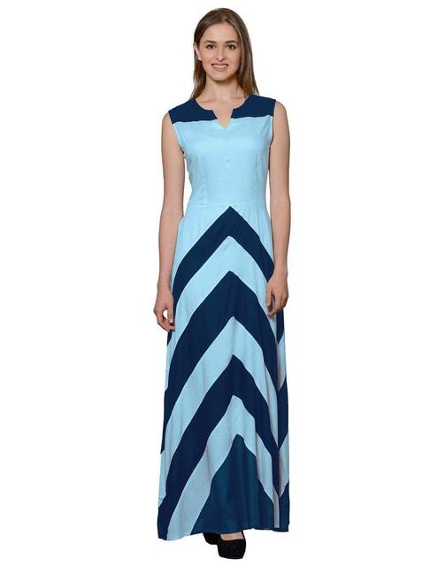 PATRORNA Blue Color-Block Gown