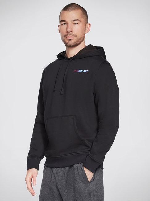skechers-black-comfort-fit-printed-hooded-sweatshirt