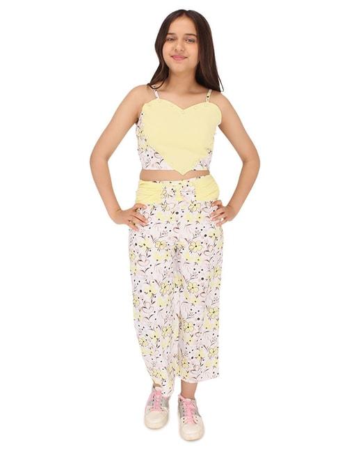 Cutecumber Kids Yellow Floral Print Top with Culottes
