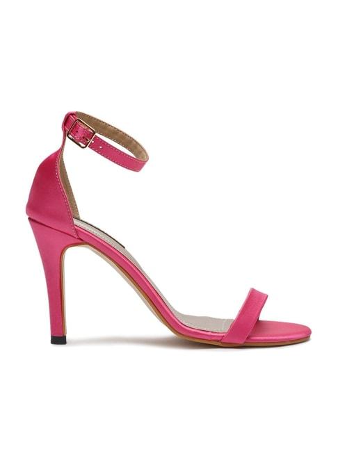 Flat N Heels Women's Pink Ankle Strap Stilettos