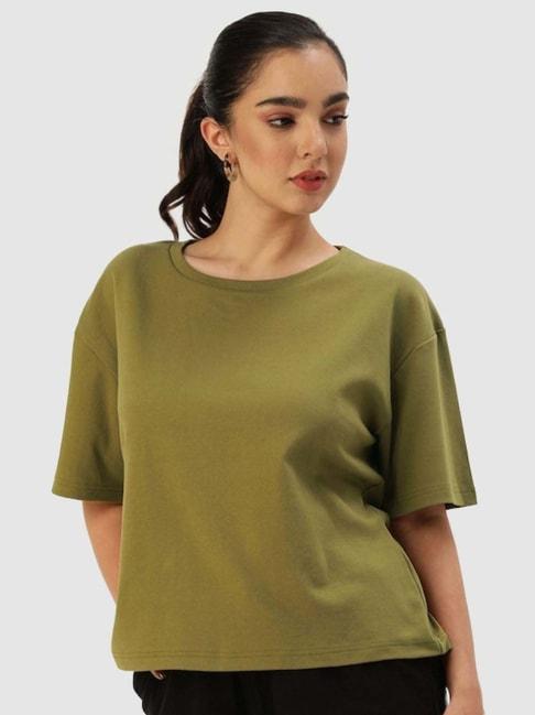 Bene Kleed Olive Green Cotton T-Shirt