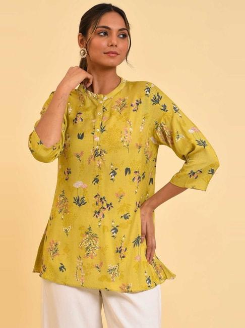 W Yellow Printed Top