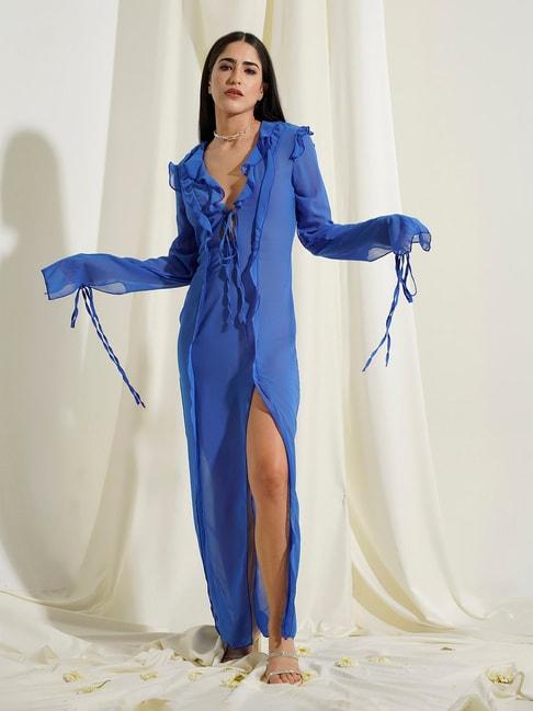 prizo-blue-slim-fit-maxi-dress