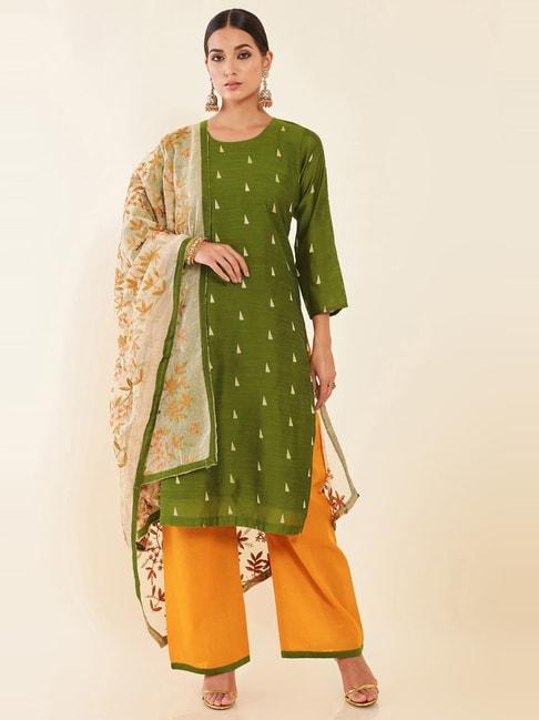 Soch Green Woven Pattern Unstitched Dress Material