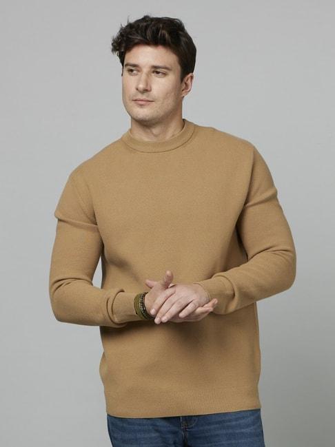 celio*-tan-regular-fit-sweater