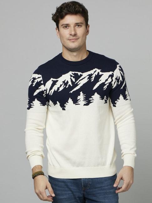 celio*-off-white-cotton-regular-fit-printed-sweater