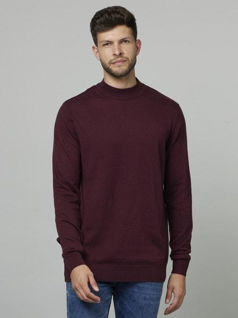 celio* Dark Brown Cotton Regular Fit Sweater