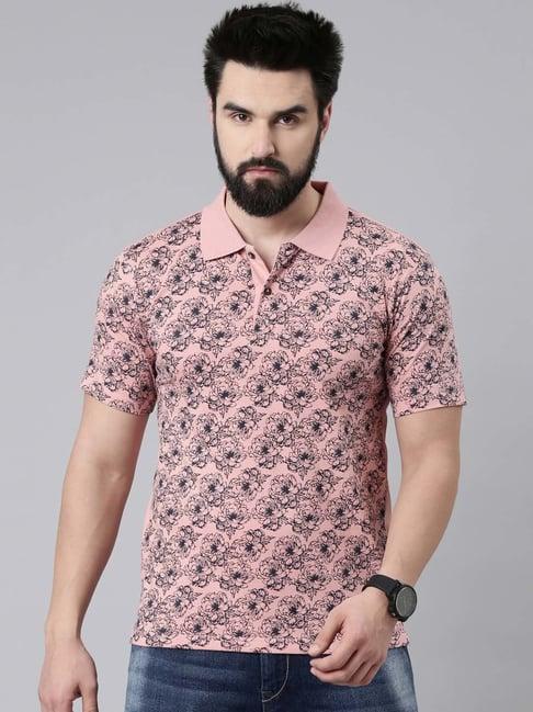 kryptic-pink-regular-fit-floral-print-cotton-polo-t-shirt