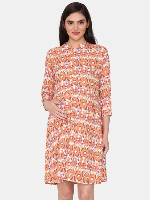 coucou-by-zivame-orange-printed-maternity-night-dress