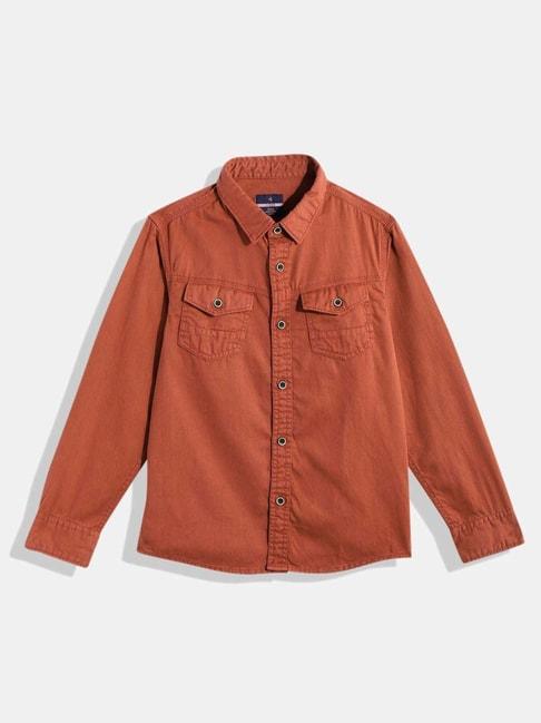 ivoc-kids-rust-cotton-regular-fit-full-sleeves-shirt
