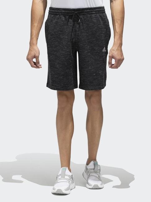 Adidas Black Cotton Regular Fit Printed Sports Shorts