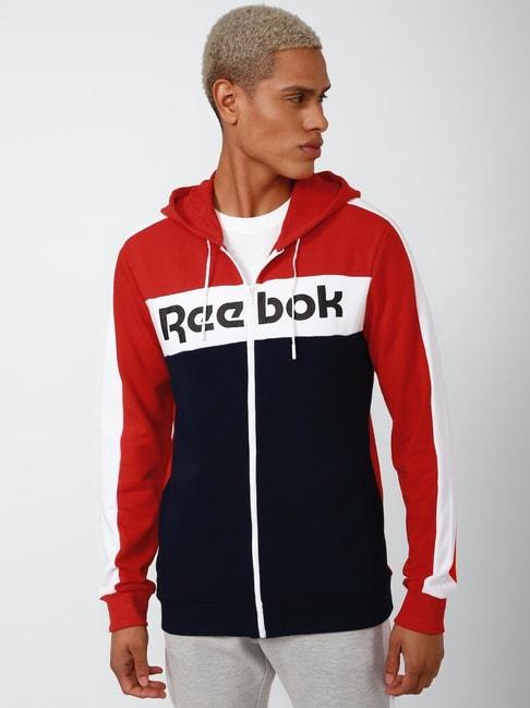 reebok-red-cotton-regular-fit-colour-block-hooded-sweatshirt