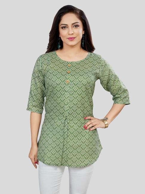 saree-swarg-green-printed-a-line-kurti