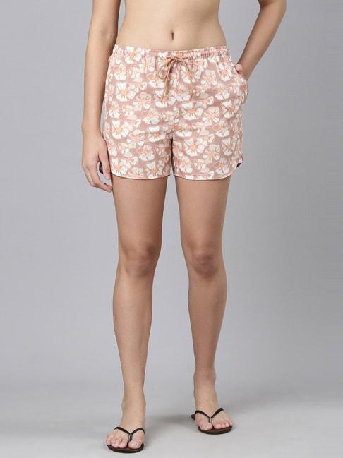enamor-pink-cotton-printed-shorts