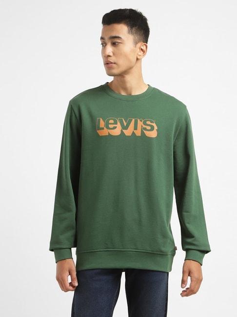 levi's-green-cotton-regular-fit-printed-sweatshirt