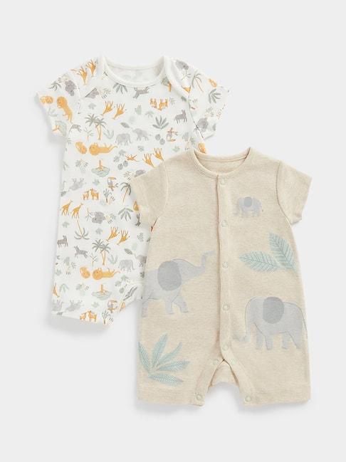 mothercare-kids-white-&-beige-printed-romper-(pack-of-2)