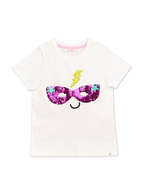 H by Hamleys Kids White & Pink Embellished T-Shirt with Skirt