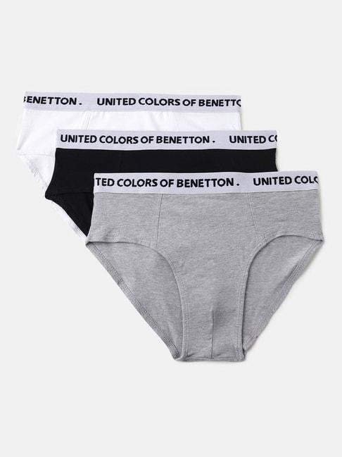 United Colors of Benetton Kids Multicolor Textured Briefs (Pack Of 3)