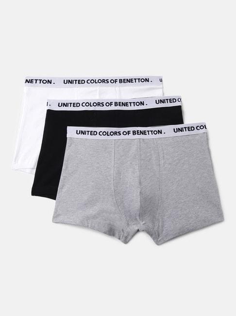 United Colors of Benetton Kids Multicolor Textured Trunks (Pack Of 3)