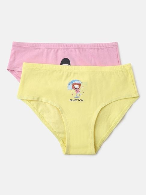 United Colors of Benetton Kids Light Pink & Yellow Printed Panties (Pack Of 2)