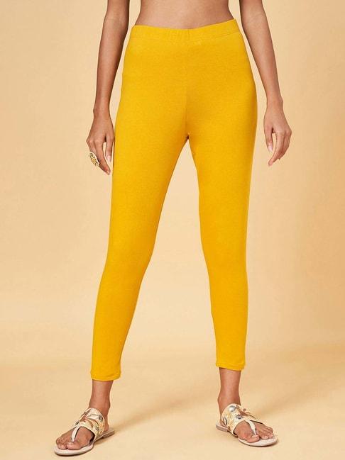 rangmanch-by-pantaloons-mustard-regular-fit-leggings