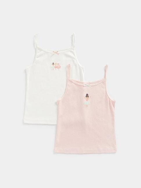 Mothercare Kids Peach & White Solid Camisole (Pack Of 2)