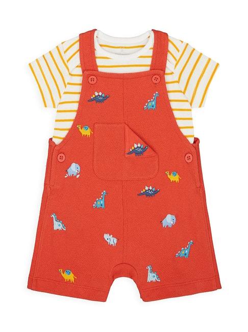 mothercare-kids-rust-&-white-embroidered-dungaree-with-bodysuit