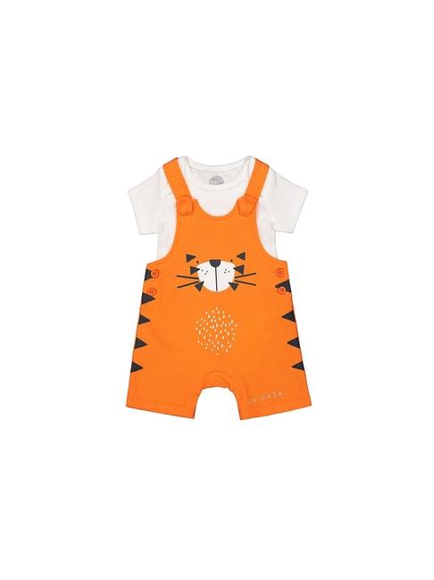 mothercare-kids-orange-&-white-printed-dungaree-with-bodysuit