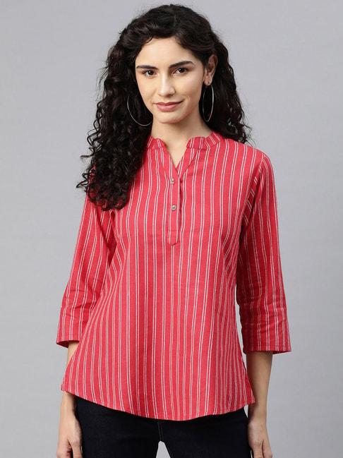 cottinfab-red-&-white-cotton-striped-top