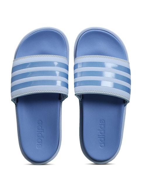 adidas-women's-adilette-platform-blue-slides