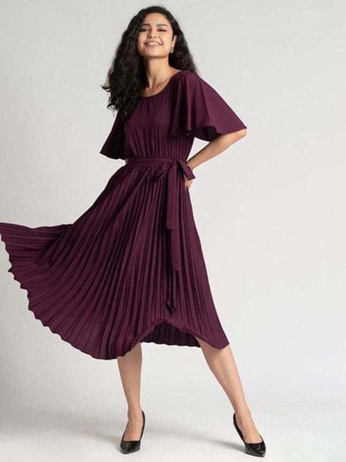 SELVIA Purple A-Line Dress