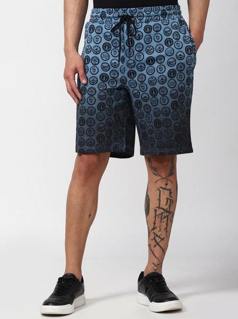 Forever21 Navy Cotton Regular Fit Printed Shorts