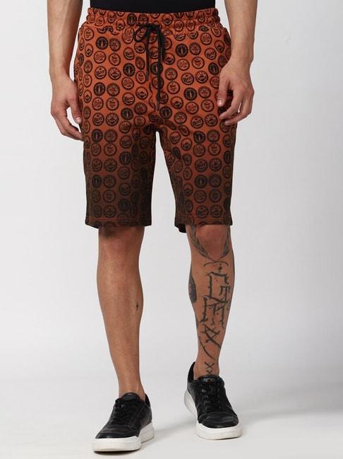 Forever21 Brown Cotton Regular Fit Printed Shorts