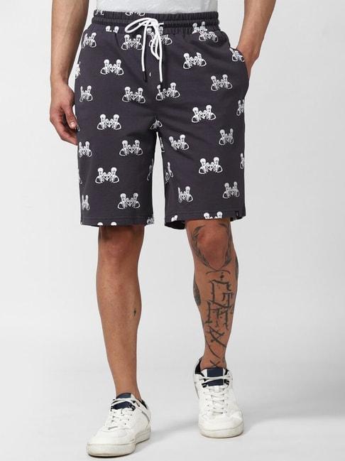 Forever21 Grey Cotton Regular Fit Printed Shorts