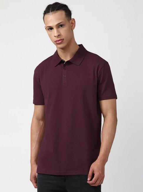Forever21 Purple Cotton Regular Fit Polo T-Shirt