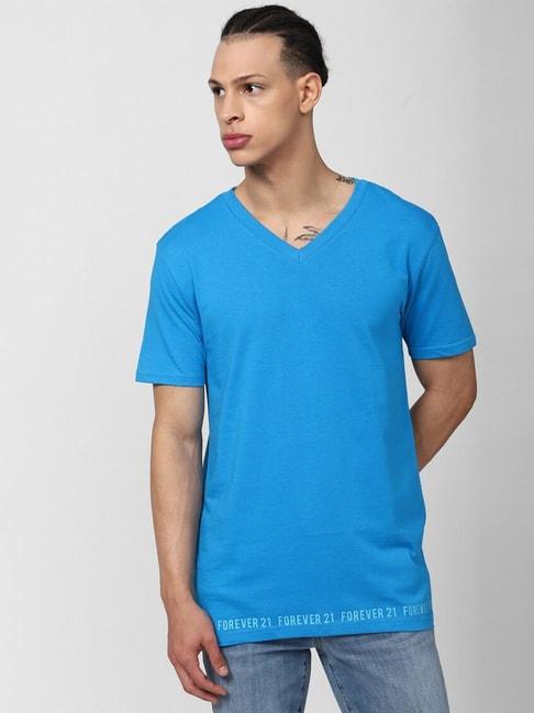 Forever21 Blue Cotton Regular Fit T-Shirt