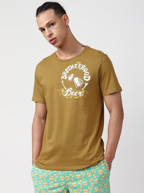 Forever21 Yellow Cotton Regular Fit Printed T-Shirt