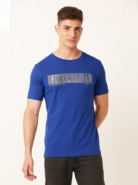Forever21 Blue Cotton Regular Fit Printed T-Shirt