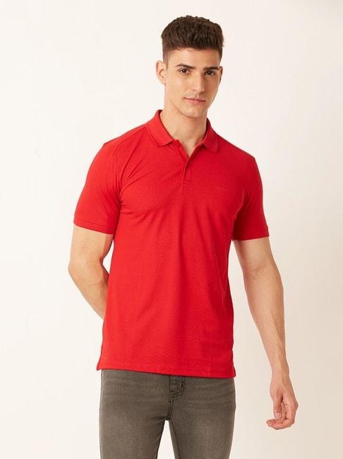 Forever21 Red Cotton Regular Fit Polo T-Shirt