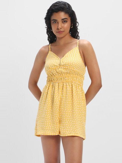 Forever 21 Yellow Printed Romper
