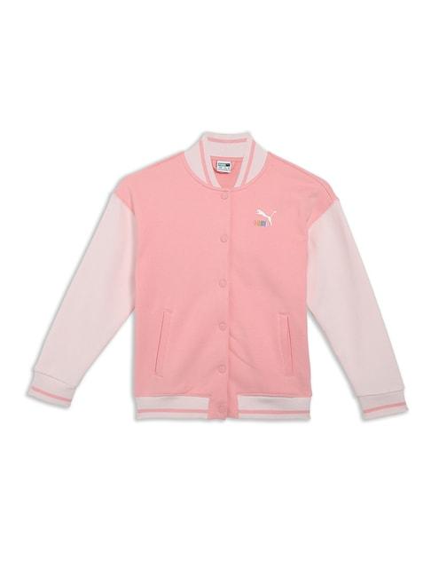 Puma Kids Light Pink Solid Full Sleeves Bomber Jacket