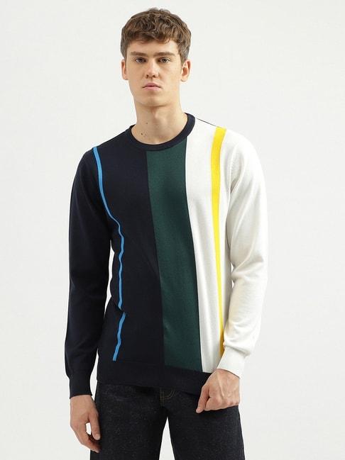 United Colors of Benetton Multi Cotton Regular Fit Striped Sweater