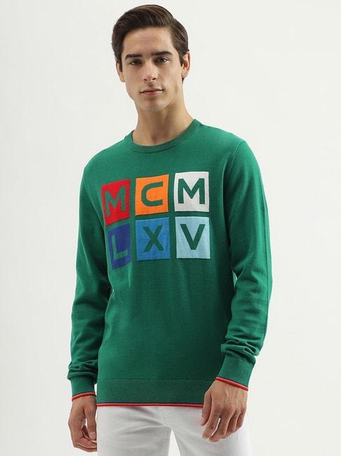 united-colors-of-benetton-green-cotton-regular-fit-self-pattern-sweater