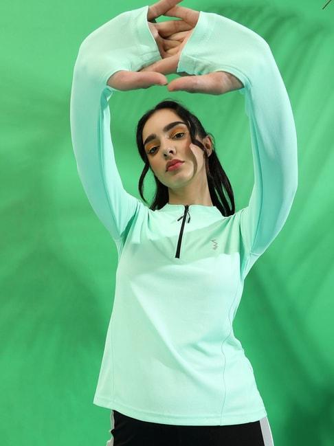 Campus Sutra Mint Green Full Sleeves Sports T-Shirt