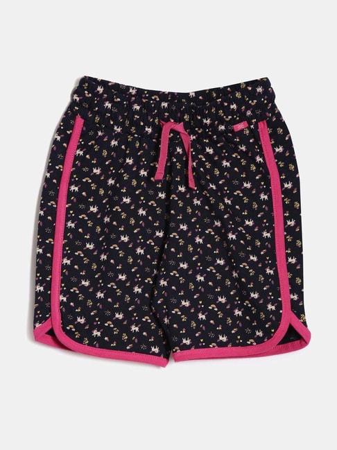 Dixcy Slimz Kids Black & Pink Cotton Printed Shorts